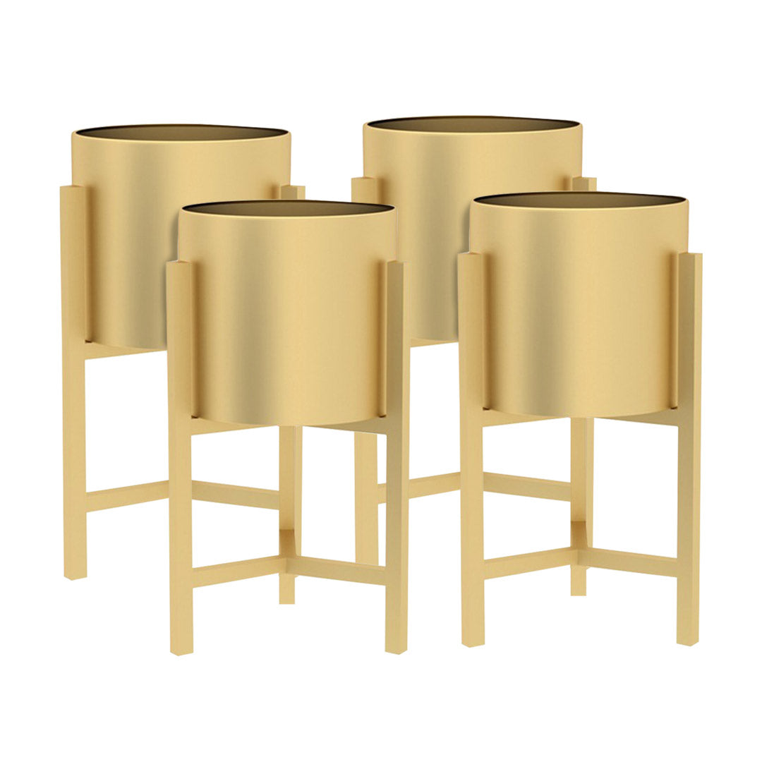 Soga 4 X 45 Cm Gold Metal Plant Stand With Flower Pot Holder Corner Shelving Rack Indoor Display