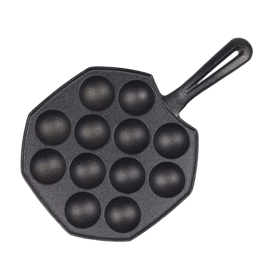 Soga 18 Cm Cast Iron Takoyaki Fry Pan Octopus Balls Maker 12 Hole Cavities Grill Mold