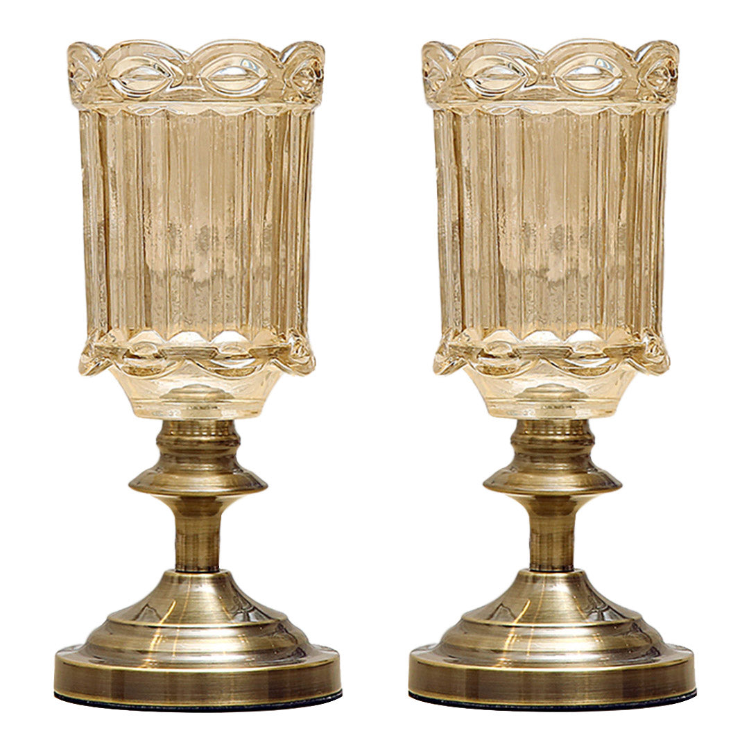 Soga 2 X 28cm Transparent Glass Flower Vase With Metal Base Filler Vase