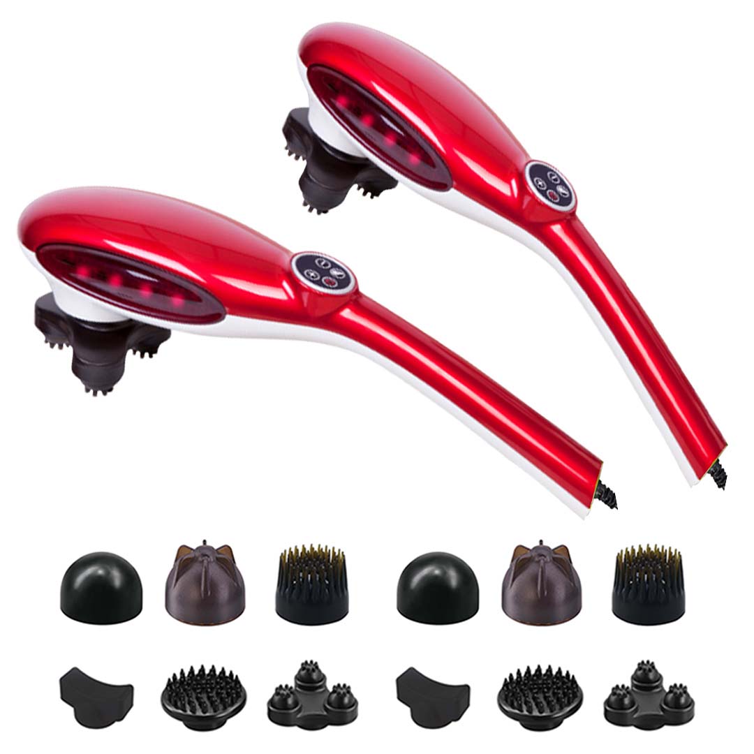 Soga 2 X 6 Heads Portable Handheld Massager Soothing Stimulate Blood Flow Shoulder Red