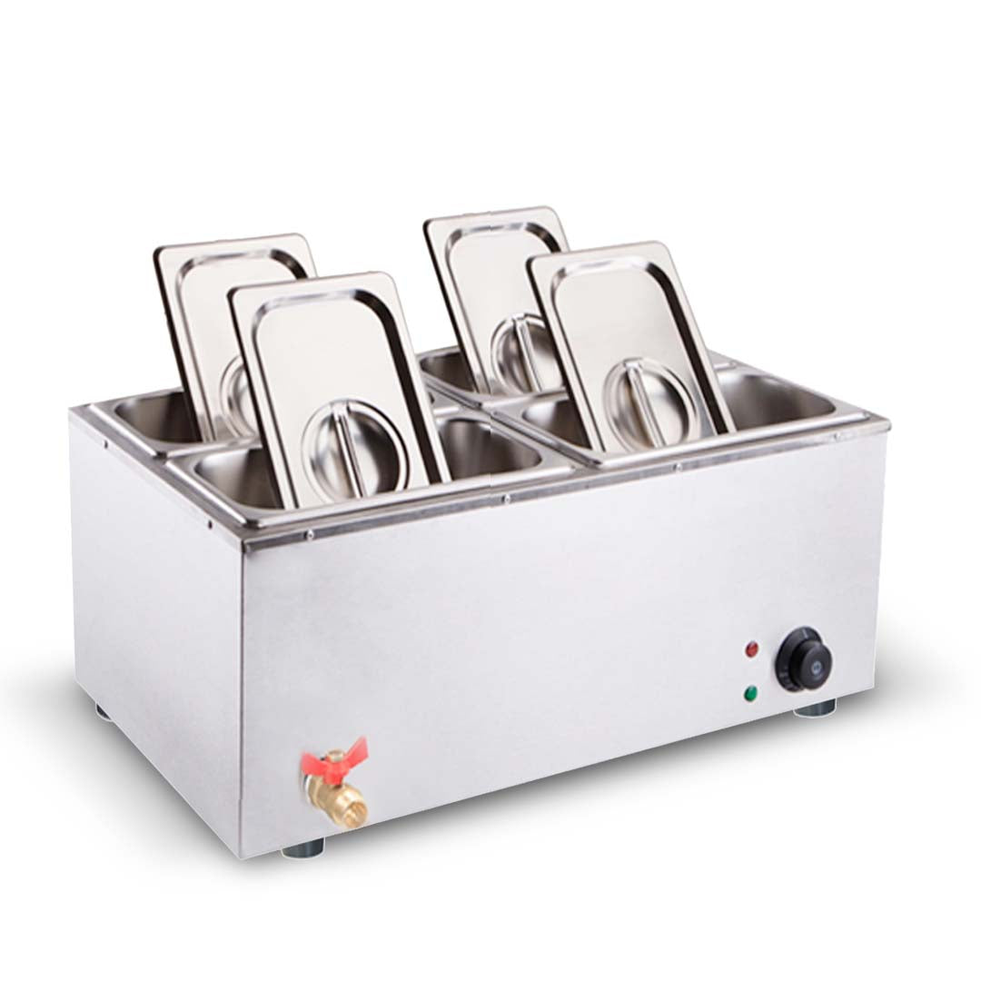 Soga Stainless Steel 4 X 1/2 Gn Pan Electric Bain Marie Food Warmer With Lid