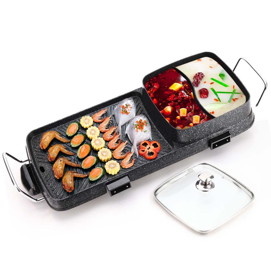 Soga 2 In 1 Electric Bbq Grill Teppanyaki And Steamboat Hotpot Asian Hot Pot