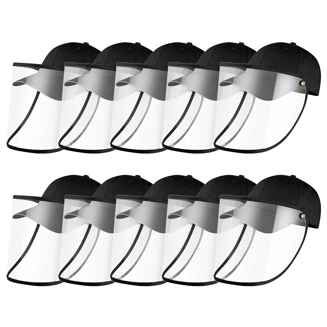 10 X Outdoor Protection Hat Anti Fog Pollution Dust Protective Cap Full Face Hd Shield Cover Adult Black