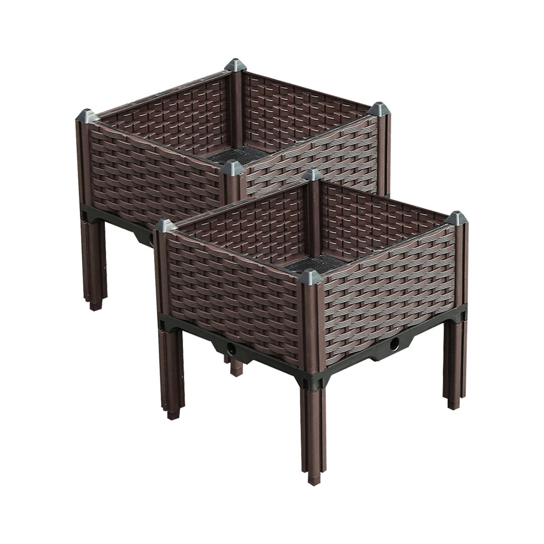 Soga 2 X 40cm Raised Planter Box Vegetable Herb Flower Outdoor Plastic Plants Garden Bed With Legs