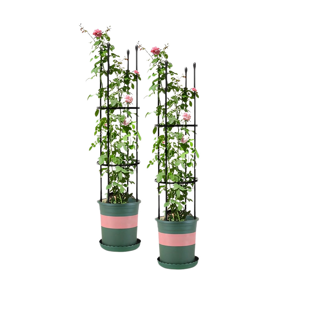 2X 103cm 4-Bar Plant Frame Stand Trellis Vegetable Flower Herbs Outdoor Vine Support Garden Rack with Rings