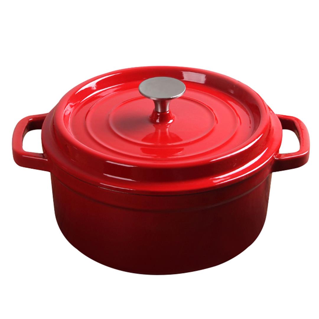 Soga Cast Iron 22cm Enamel Porcelain Stewpot Casserole Stew Cooking Pot With Lid 2.7 L Red