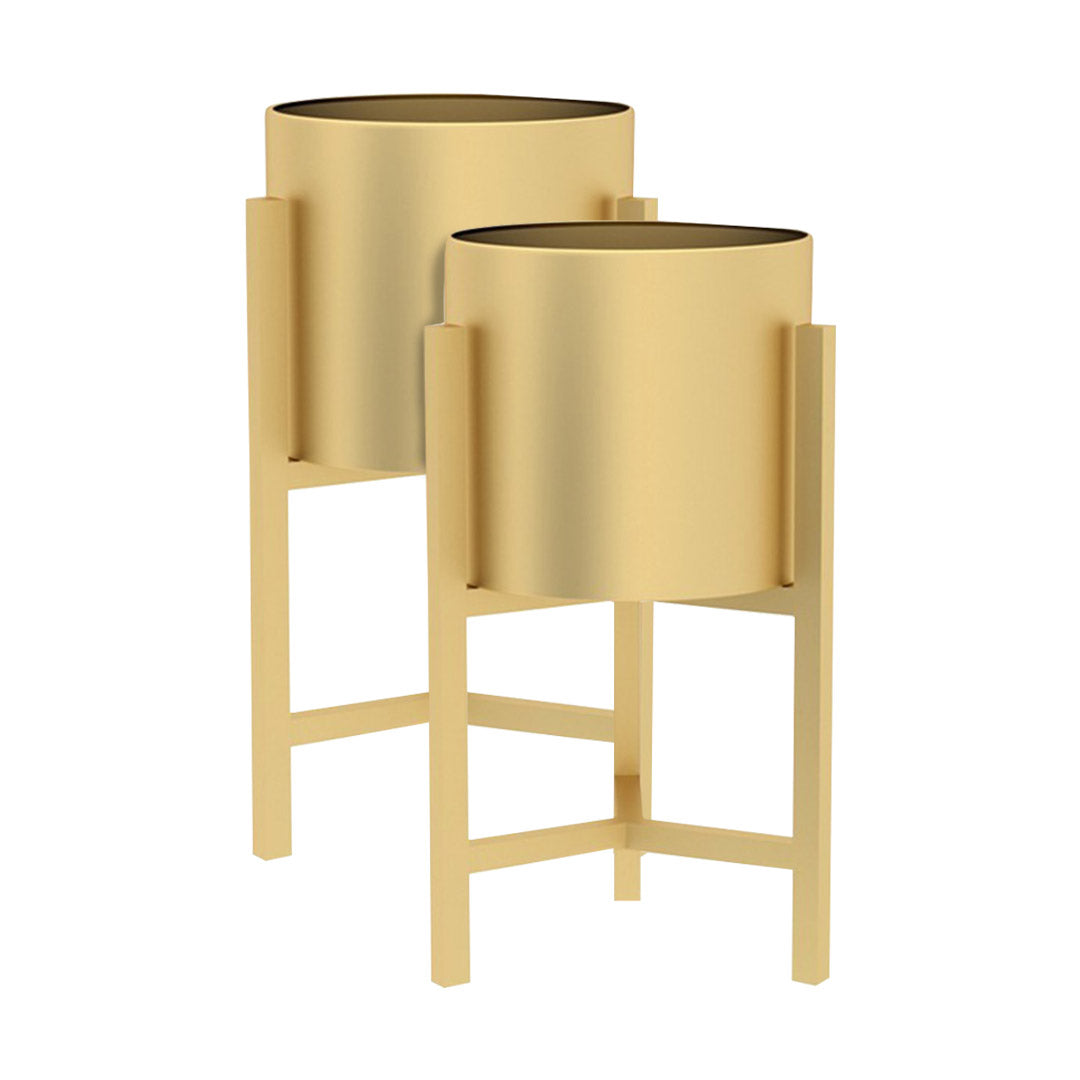 Soga 2 X 45 Cm Gold Metal Plant Stand With Flower Pot Holder Corner Shelving Rack Indoor Display