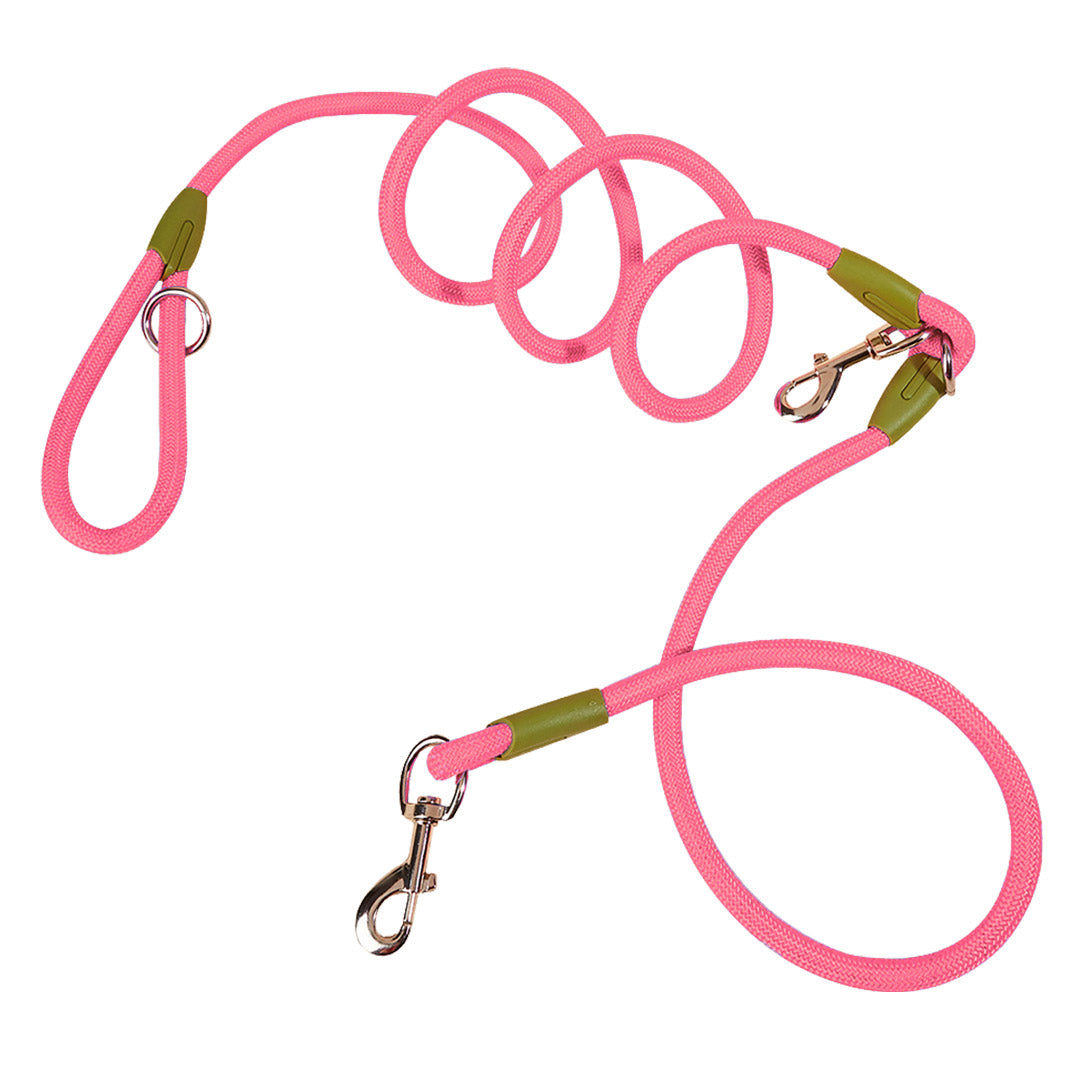 Soga 220cm Multifunction Hands Free Rope Pet Cat Dog Puppy Double Ended Leash For Walking Training Tracking Obedience Pink