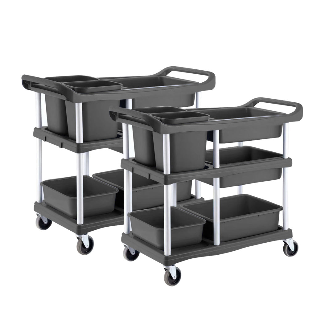 Soga 2 X 3 Tier Commercial Soiled Food Trolley Dirty Plate Cart Five Buckets Kitchen Food Utility