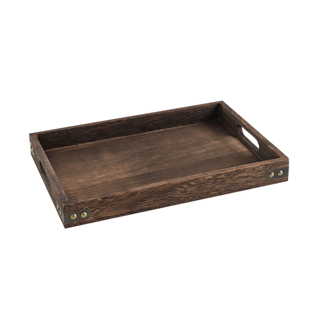 Soga Medium Walnut Rectangle Wooden Tray Breakfast Dinner Serving Board Tea Set Holder Kitchen Home Decor
