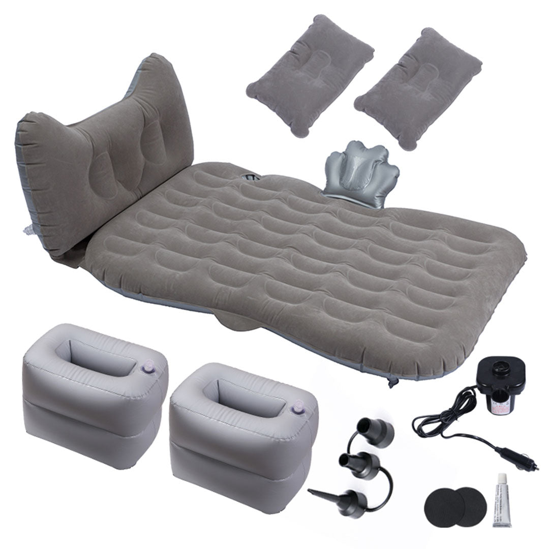 Grey Honeycomb Inflatable Car Mattress Portable Camping Air Bed Travel Sleeping Kit Essentials