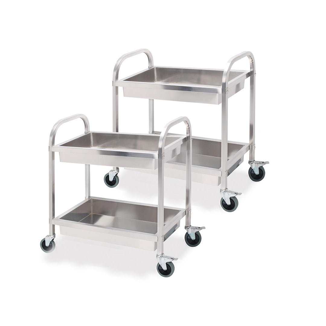 Soga 2 X 2 Tier 75x40x83cm Stainless Steel Kitchen Trolley Bowl Collect Service Food Cart Small