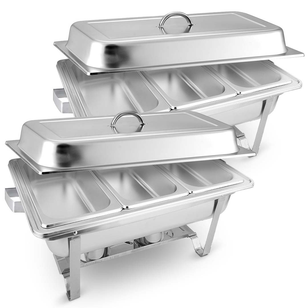 Soga 2 X 3 L Triple Tray Stainless Steel Chafing Food Warmer Catering Dish