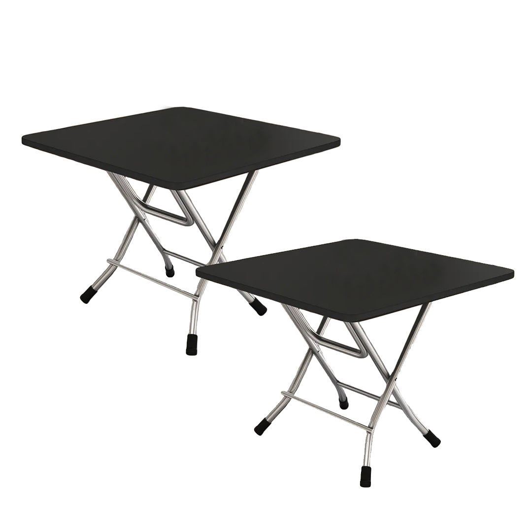 2X Black Portable Square Table Standing Legs Foldable Furniture Home Decor