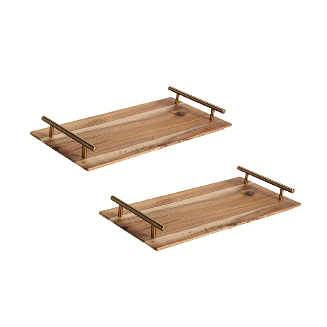 Soga 2 X 30cm Brown Rectangle Wooden Acacia Food Serving Tray Charcuterie Board Centerpiece Home Decor