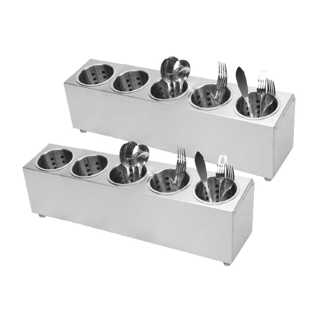 Soga 2 X 18/10 Stainless Steel Commercial Conical Utensils Cutlery Holder With 5 Holes