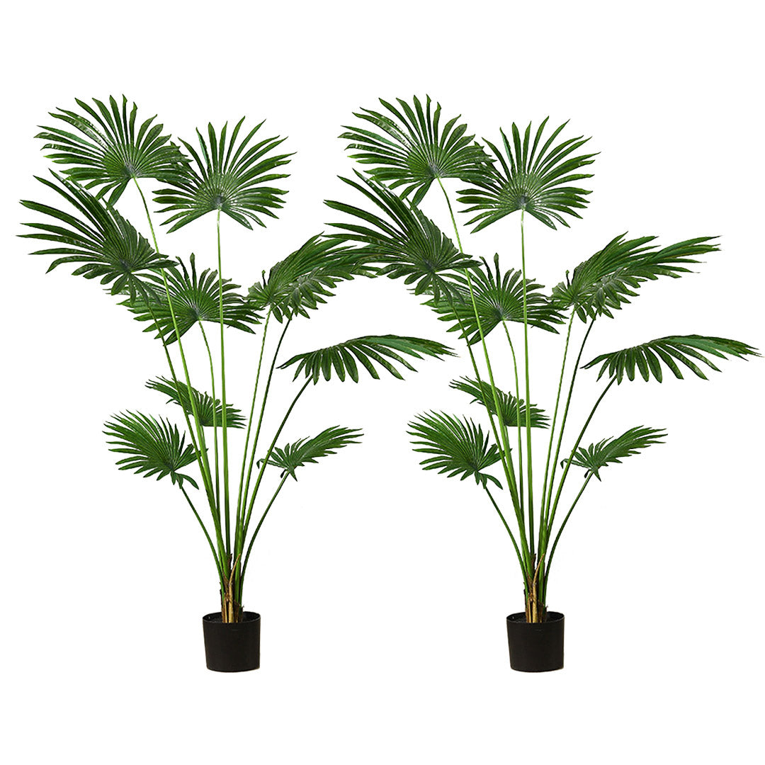 Soga 2 X 180cm Artificial Natural Green Fan Palm Tree Fake Tropical Indoor Plant Home Office Decor