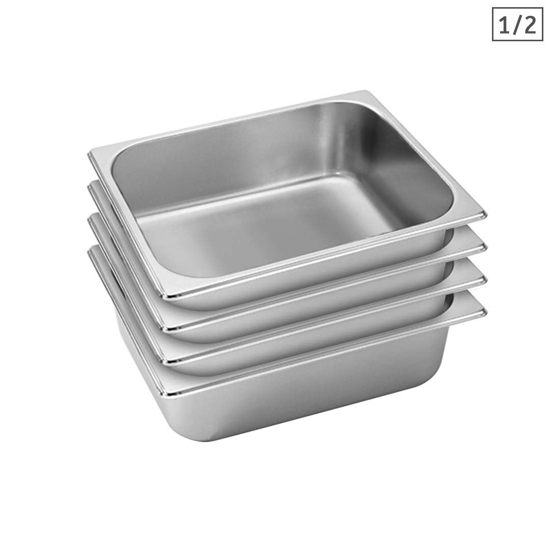 Soga 4 X Gastronorm Gn Pan Full Size 1/2 Gn Pan 10cm Deep Stainless Steel Tray