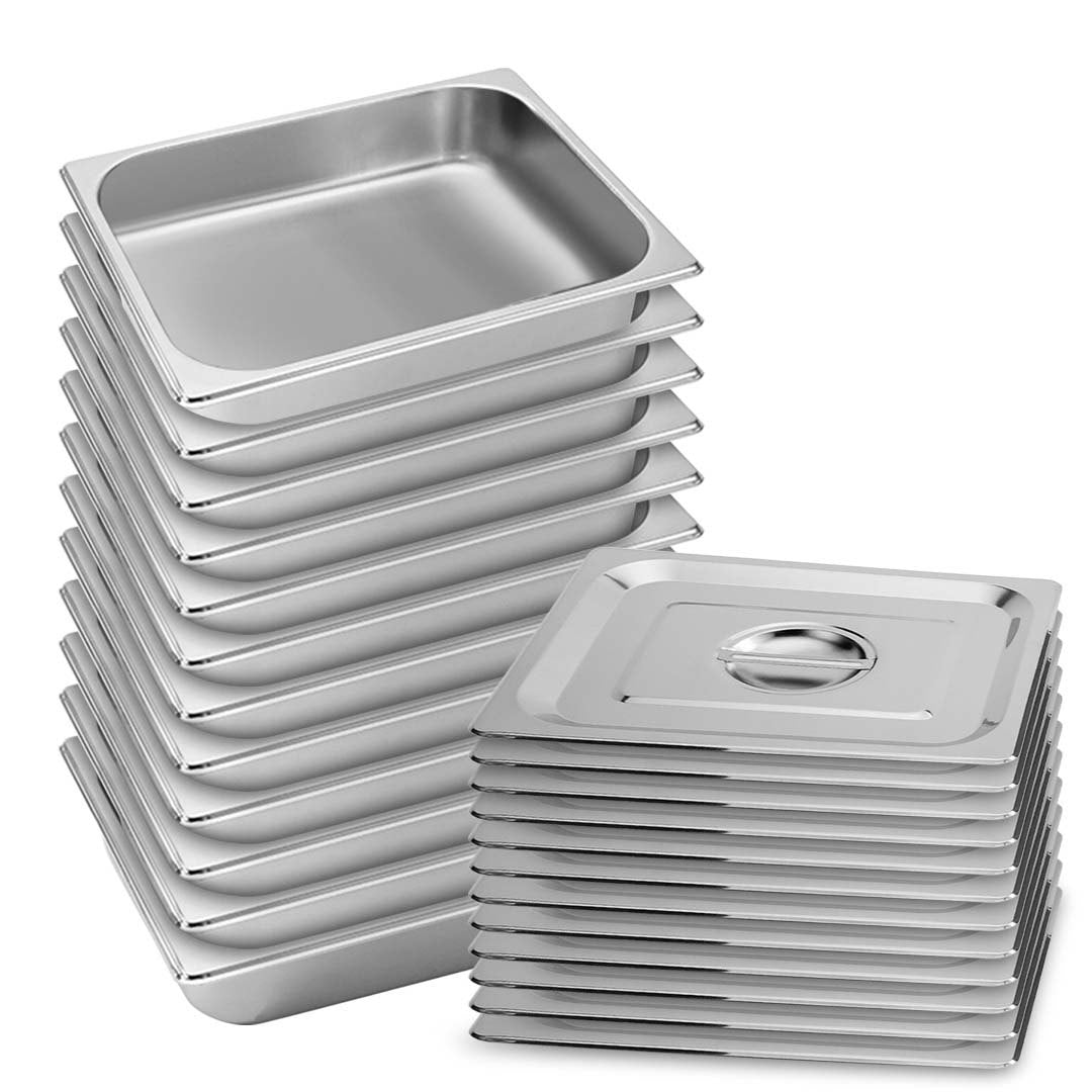 Soga 12 X Gastronorm Gn Pan Full Size 1/2 Gn Pan 6.5cm Deep Stainless Steel Tray With Lid