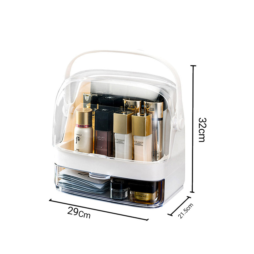 Soga 2 Tier White Countertop Makeup Cosmetic Storage Organiser Skincare Holder Jewelry Storage Box With Handle