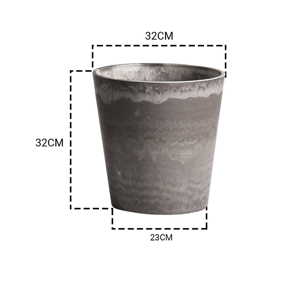 Soga 2 X 32cm Rock Grey Round Resin Plant Flower Pot In Cement Pattern Planter Cachepot For Indoor Home Office