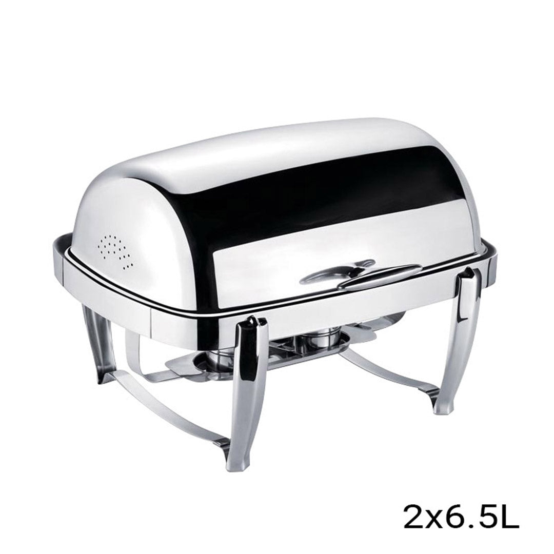 Soga 4 X 6.5 L Stainless Steel Double Soup Tureen Bowl Station Roll Top Buffet Chafing Dish Catering Chafer Food Warmer Server