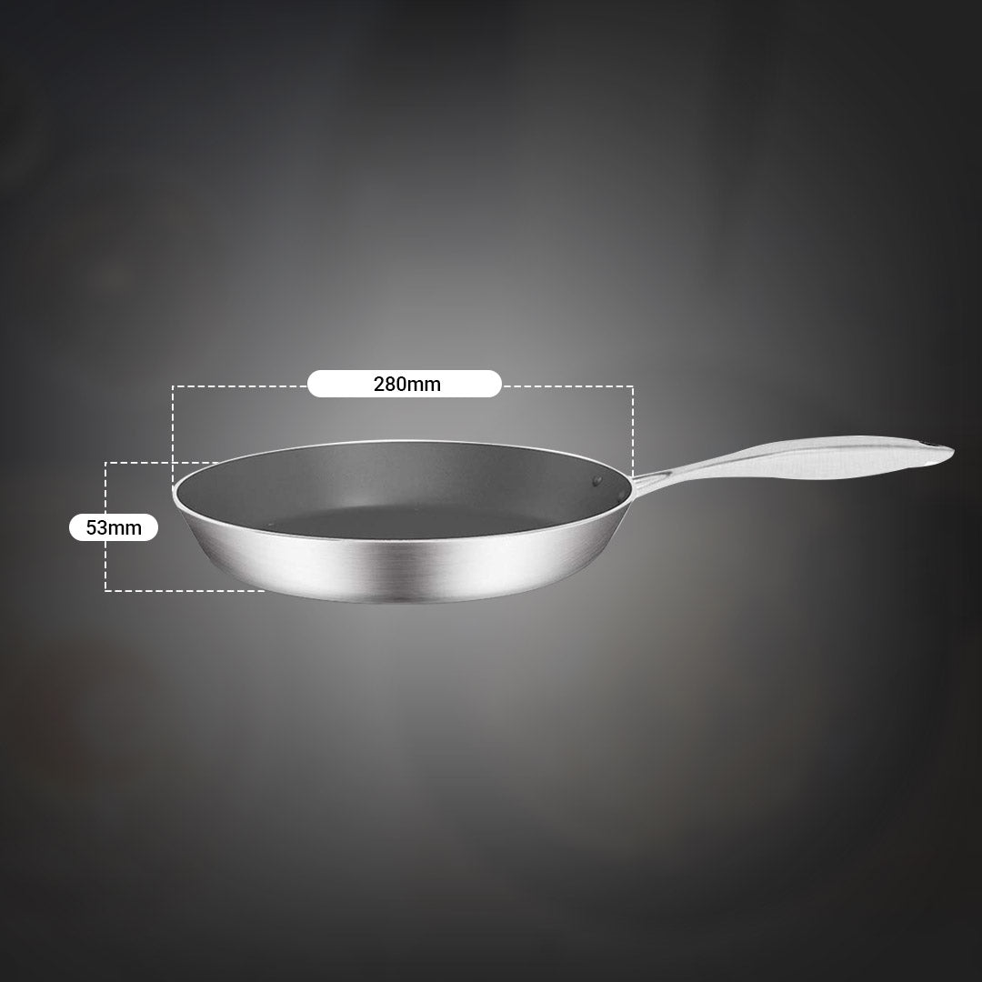 Soga Stainless Steel Fry Pan 28cm Frying Pan Induction Fry Pan Non Stick Interior