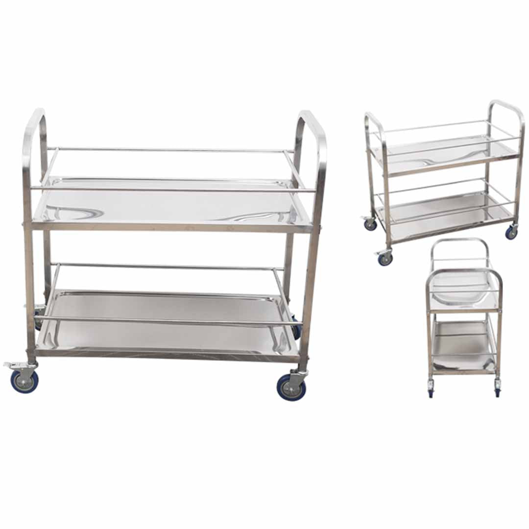 Soga 2 Tier 85x45x90cm Stainless Steel Drink Wine Food Utility Cart Medium