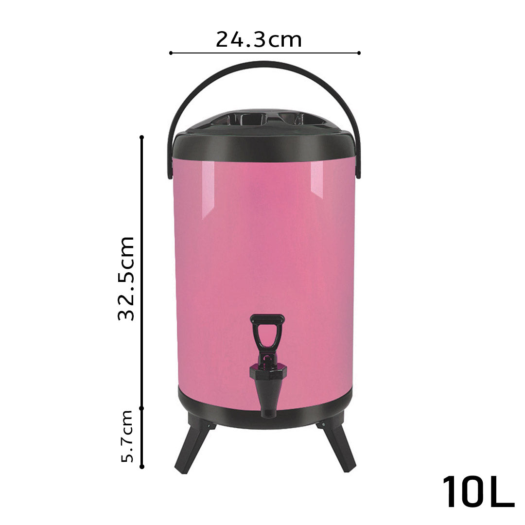 Soga 10 L Stainless Steel Insulated Milk Tea Barrel Hot And Cold Beverage Dispenser Container With Faucet Pink