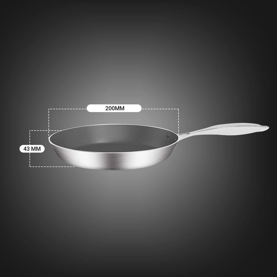 Soga Stainless Steel Fry Pan 20cm Frying Pan Induction Fry Pan Non Stick Interior