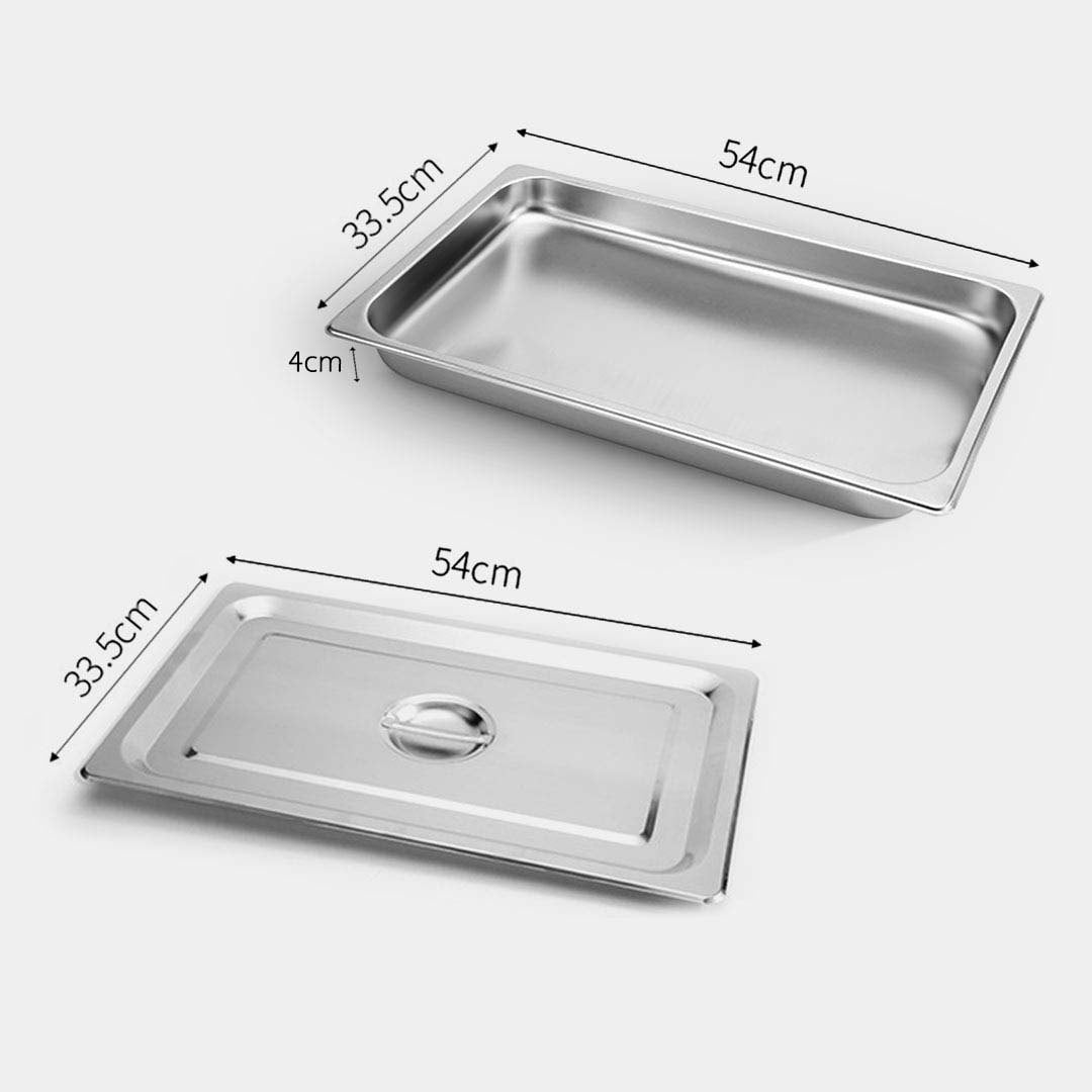 Soga 2 X Gastronorm Gn Pan Full Size 1/1 Gn Pan 4cm Deep Stainless Steel Tray With Lid