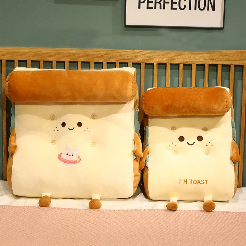 2X Smiley Face Toast Bread Wedge Cushion Stuffed Plush Cartoon Back Support Pillow Home Decor