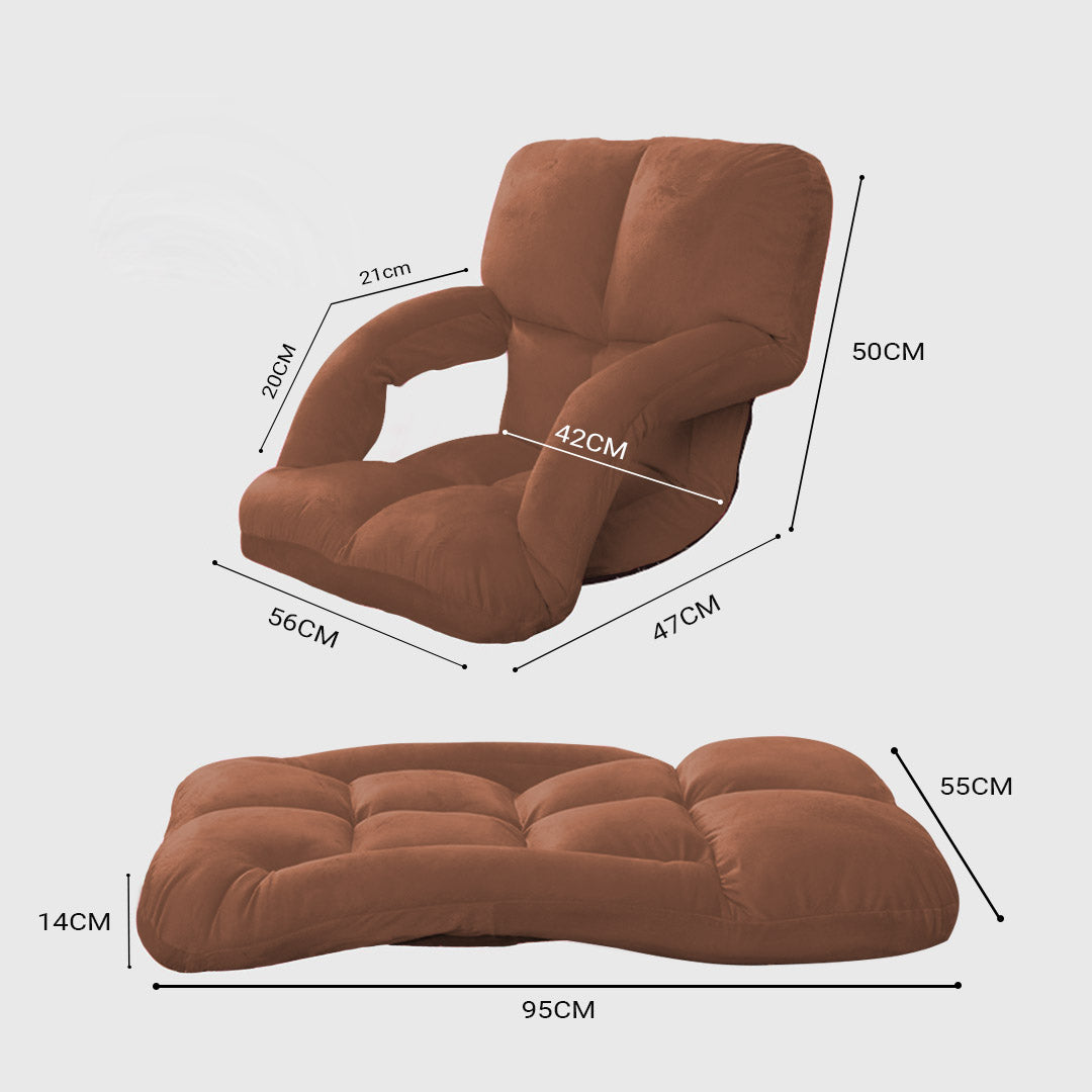 Soga 2 X Foldable Lounge Cushion Adjustable Floor Lazy Recliner Chair With Armrest Coffee