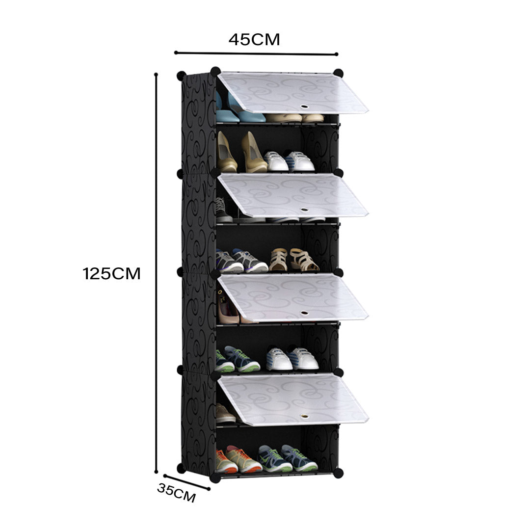 8 Tier Shoe Rack Organizer Sneaker Footwear Storage Stackable Stand Cabinet Portable Wardrobe with Cover