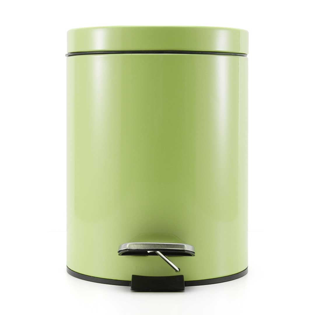 Soga 2 X 7 L Foot Pedal Stainless Steel Rubbish Recycling Garbage Waste Trash Bin Round Green