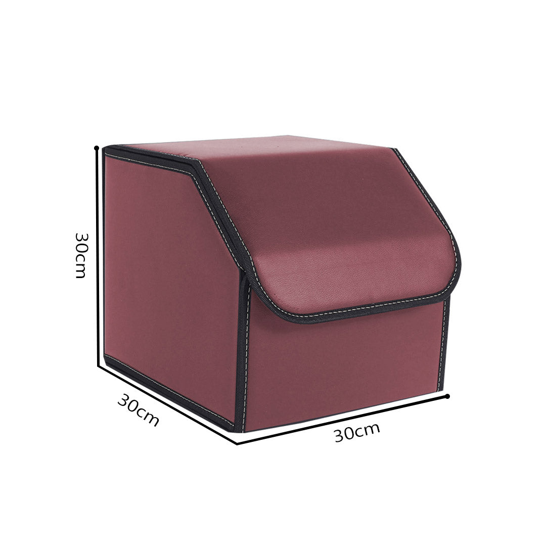 Soga 4 X Leather Car Boot Collapsible Foldable Trunk Cargo Organizer Portable Storage Box Red Small