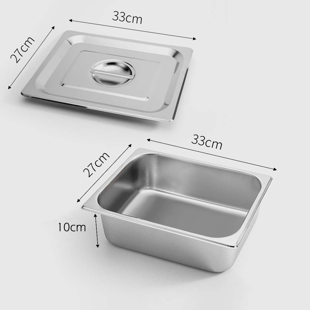 Soga 6 X Gastronorm Gn Pan Full Size 1/2 Gn Pan 10cm Deep Stainless Steel Tray With Lid