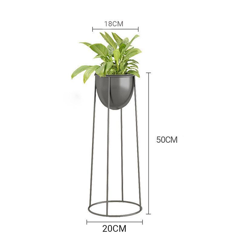 Soga 2 X 50cm Round Wire Metal Flower Pot Stand With Black Flowerpot Holder Rack Display