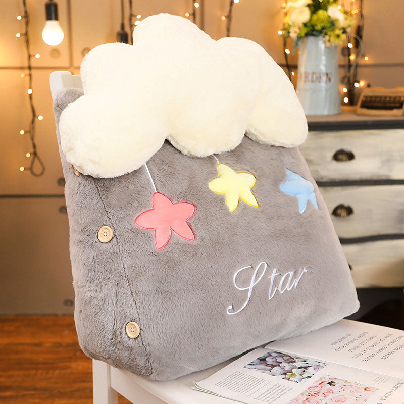 2X Grey Cute Cloud Cushion Soft Leaning Lumbar Wedge Pillow Bedside Plush Home Decor