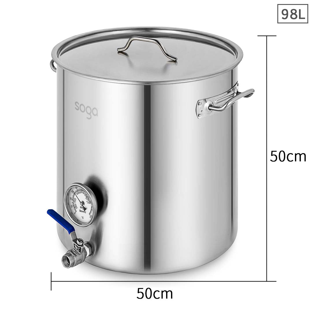 Soga Stainless Steel Brewery Pot 98 L With Beer Valve 50*50cm