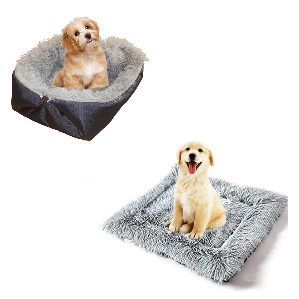 Soga Black Dual Purpose Cushion Nest Cat Dog Bed Warm Plush Kennel Mat Pet Home Travel Essentials