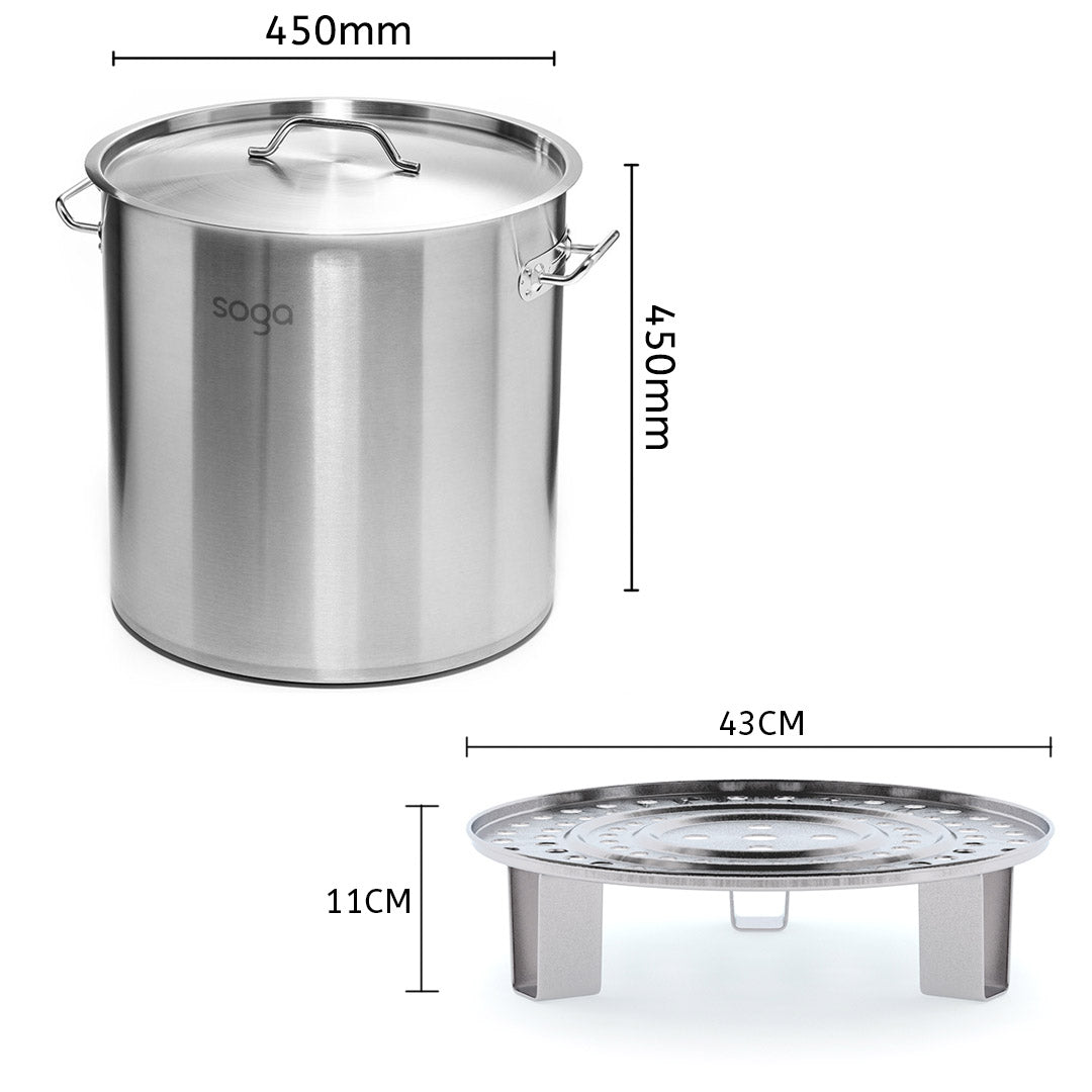 Soga 50 L Stainless Steel Stock Pot With Two Steamer Rack Insert Stockpot Tray