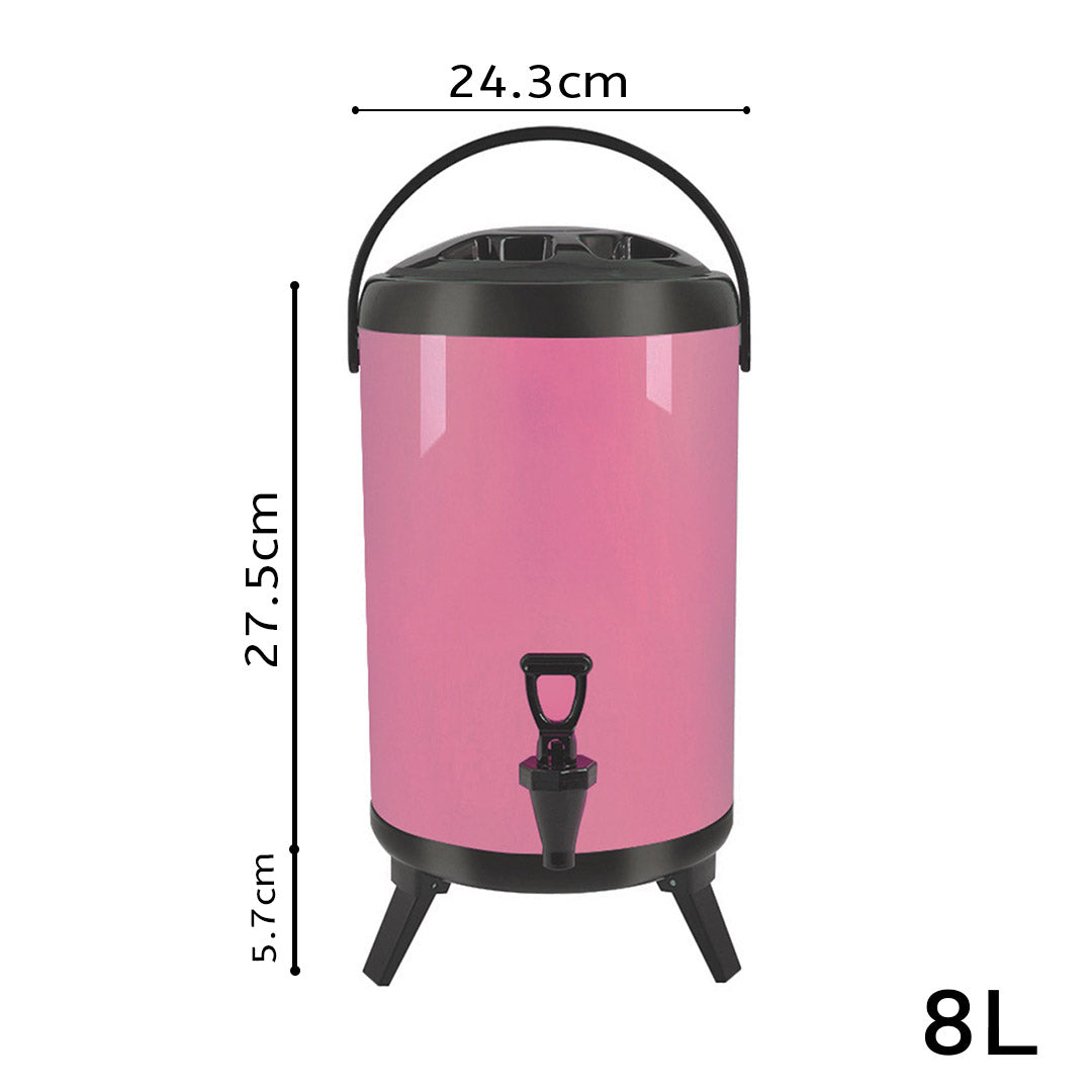 Soga 4 X 8 L Stainless Steel Insulated Milk Tea Barrel Hot And Cold Beverage Dispenser Container With Faucet Pink