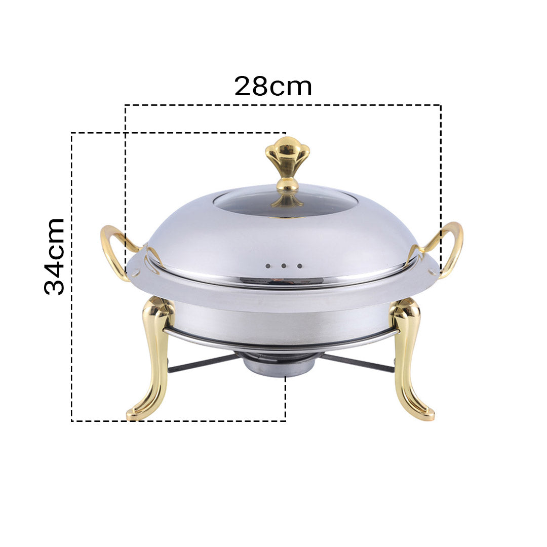 Soga 4 X Stainless Steel Gold Accents Round Buffet Chafing Dish Cater Food Warmer Chafer With Glass Top Lid