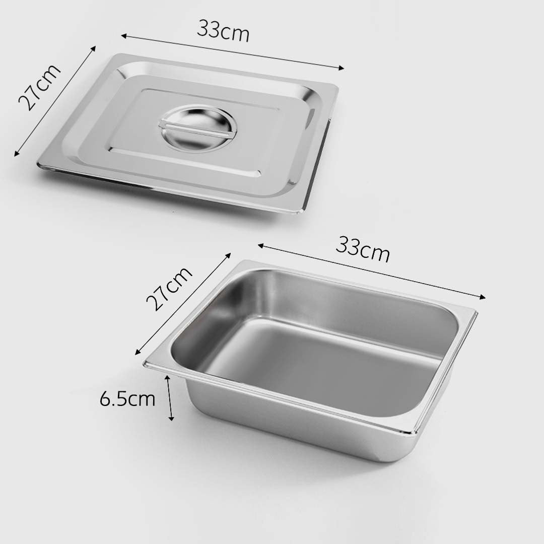 Soga 2 X Gastronorm Gn Pan Full Size 1/2 Gn Pan 6.5cm Deep Stainless Steel Tray With Lid