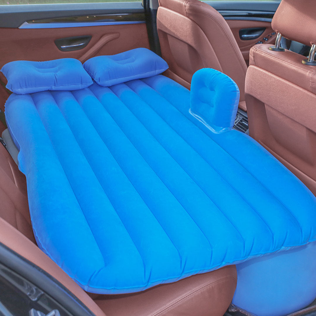 2X Blue Stripe Inflatable Car Mattress Portable Camping Rest Air Bed Travel Compact Sleeping Kit Essentials