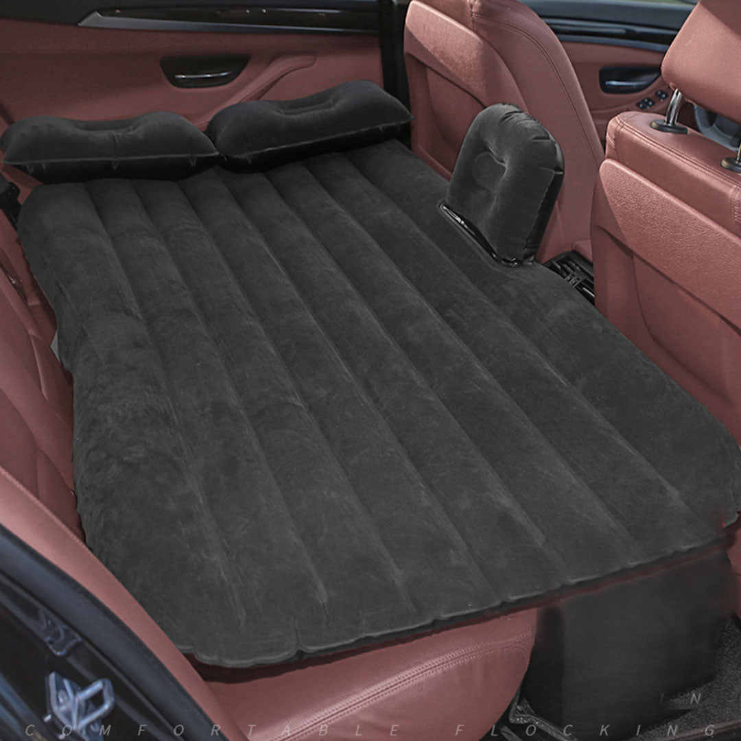 Black Stripe Inflatable Car Mattress Portable Camping Rest Air Bed Travel Compact Sleeping Kit Essentials