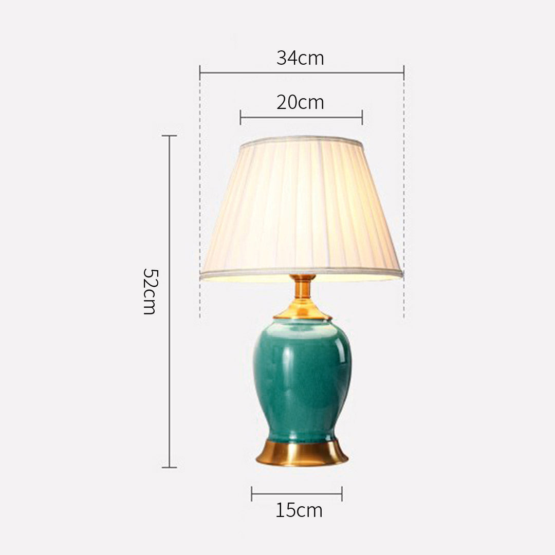 Soga Ceramic Oval Table Lamp With Gold Metal Base Desk Lamp Green