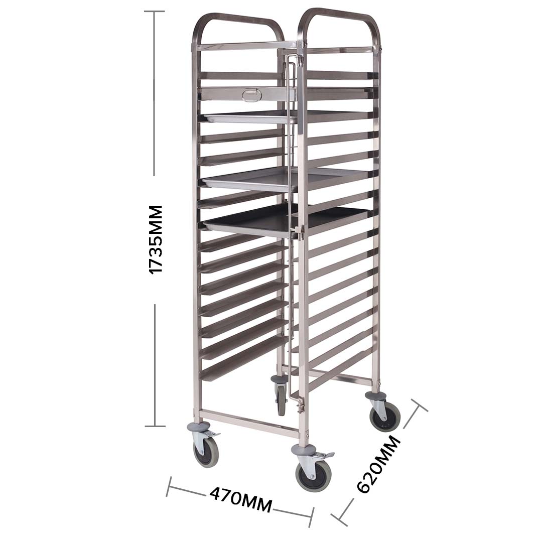 Soga 2 X Gastronorm Trolley 16 Tier Stainless Steel Cake Bakery Trolley Suits 60*40cm Tray