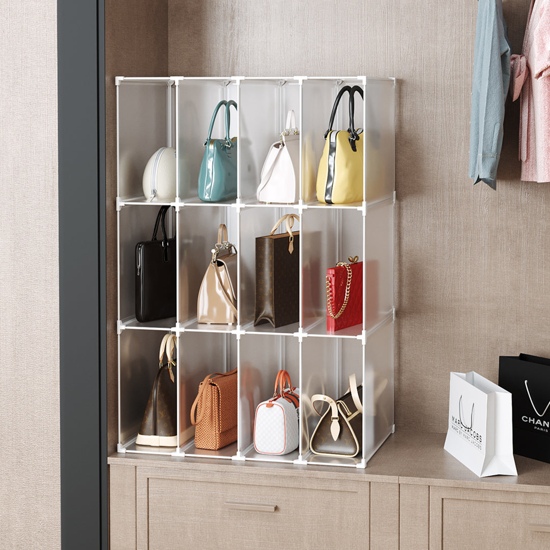 3 Tier Multifunctional PP Plastic Bag Box Portable Cubby DIY Storage Shelves Stackable Handbag Purse Organiser